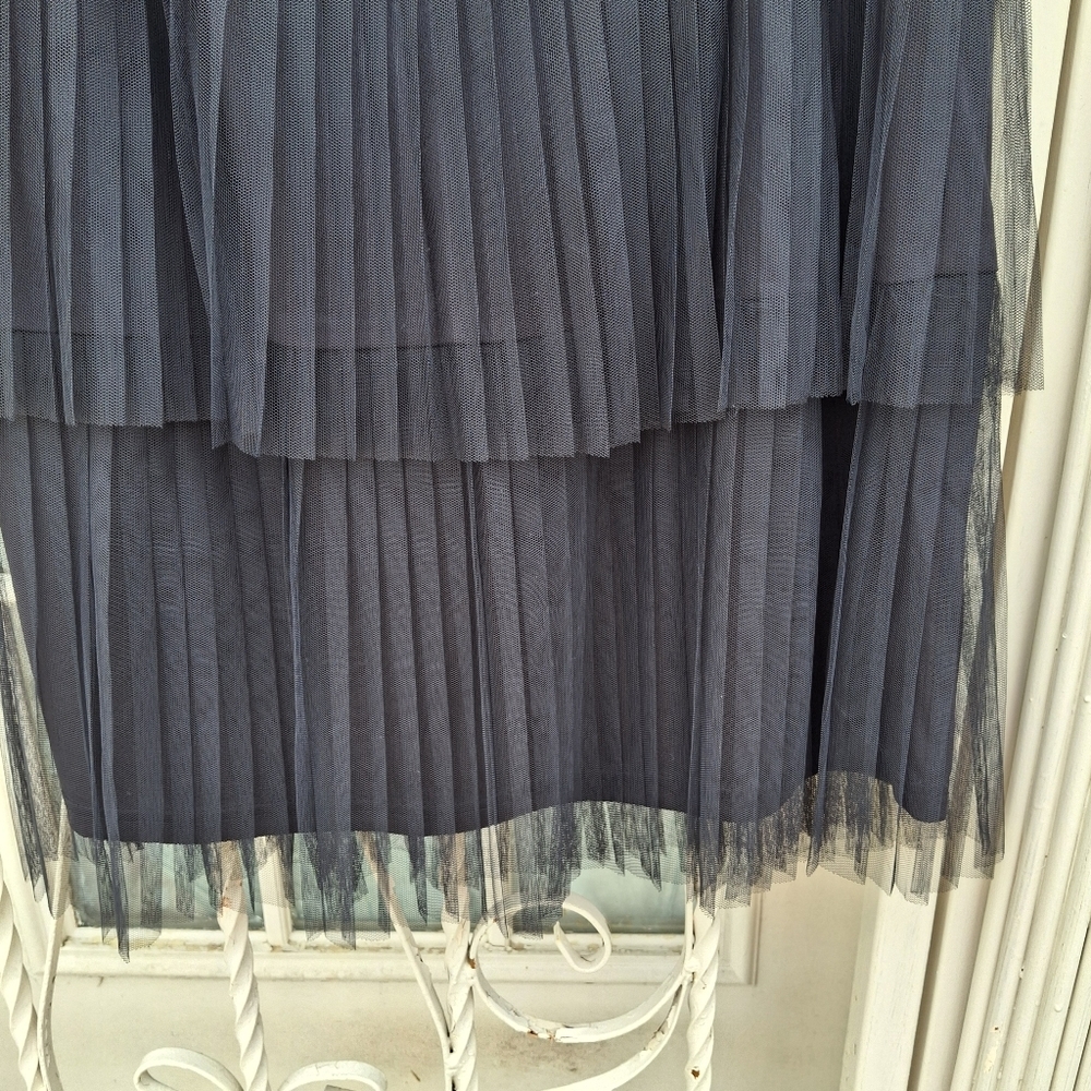 Favlux Ruffled 3-Tier Tulle Midi Black Skirt Women Size Medium - Picture 7 of 14
